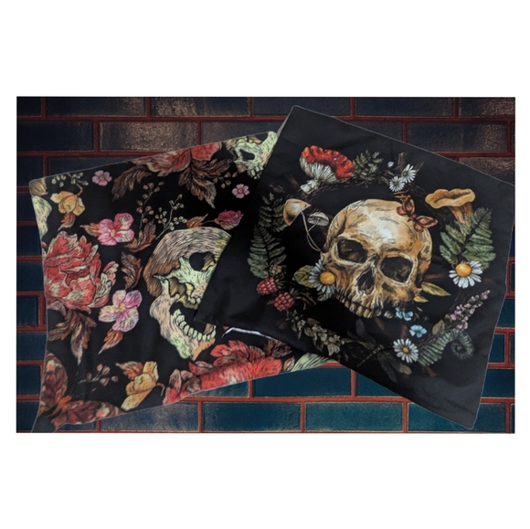 Other - Goth Halloween Skull Art Inspired Throw Pillow Covers